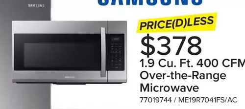 Leon's Samsung 1.9 cu. ft. 400 cfm over-the-range microwave offer