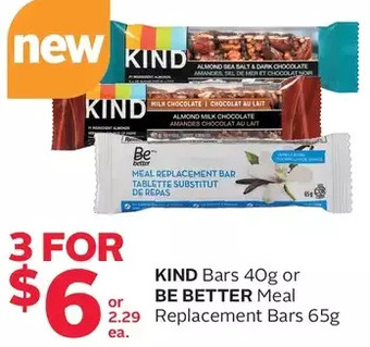 Rexall Kind bars or be better meal replacement bars offer