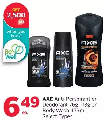 Rexall Axe anti-perspirant or deodorant or body wash offer