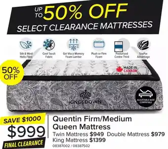 Leon's Quentin firm/medium queen mattress | twin mattress | double mattress | king offer