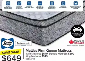 Leon's Sealy posturepedic mattias firm queen mattress | twin mattress | double mattress | king mattress offer