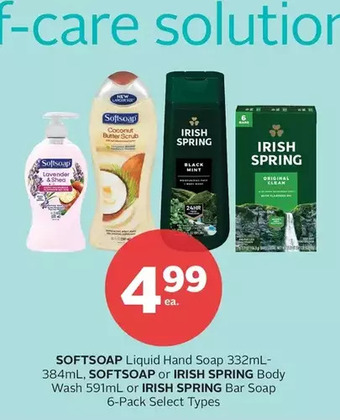 Rexall Softsoap liquid hand soap, softsoap or irish spring body wash or irish spring bar soap offer