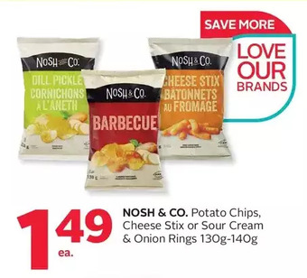 Rexall Nosh & co. potato chips, cheese stix or sour cream & onion rings offer
