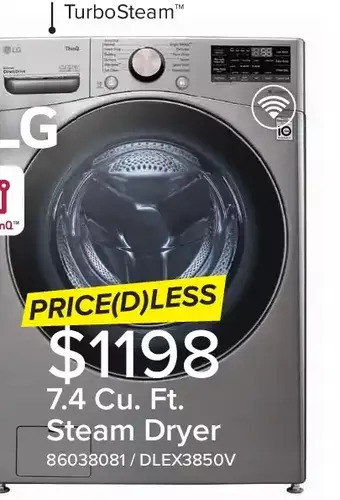 Leon's Lg 7.4 cu. ft. steam dryer offer
