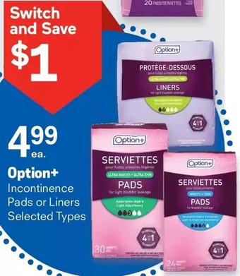 Guardian Pharmacy Option+ incontinence pads or liners offer