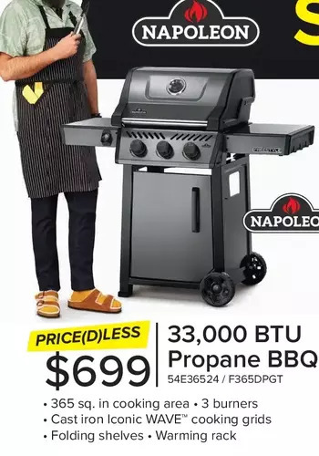Leon's Napoleon 33,000 btu propane bbq offer