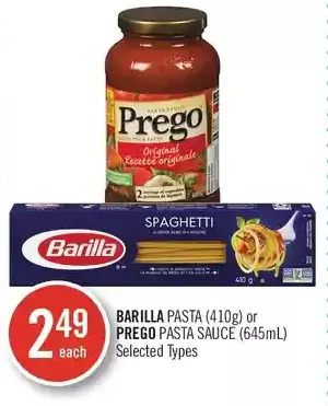 Shoppers Drug Mart Barilla pasta or prego pasta sauce offer