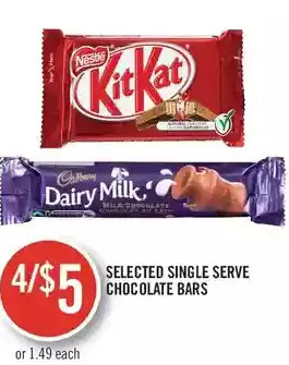 Shoppers Drug Mart Single serve chocolate bars offer
