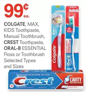 Guardian Pharmacy Colgate max, kids toothpaste, manual toothbrush, crest toothpaste, oral-b essential floss or toothbrush offer