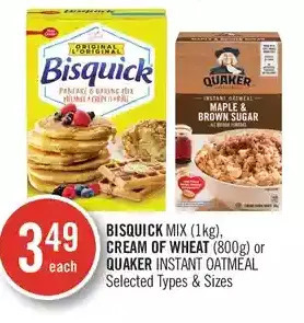 Shoppers Drug Mart Bisquick mix, cream of wheat or quaker instant oatmeal offer