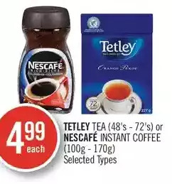 Shoppers Drug Mart Tetley tea or nescafe instant coffee offer