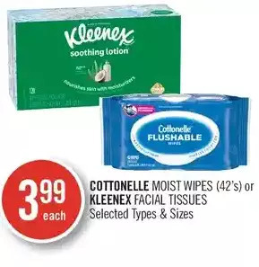 Shoppers Drug Mart Cottonelle moist wipes or kleenex facial tissues offer