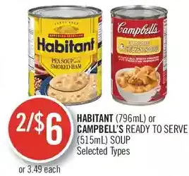 Shoppers Drug Mart Habitant or campbell's ready to serve soup offer