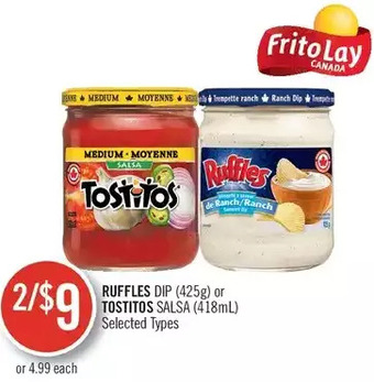 Shoppers Drug Mart Ruffles dip or tostitos salsa offer