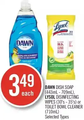 Shoppers Drug Mart Dawn dish soap, lysol disinfecting wipes or bowl cleaner offer