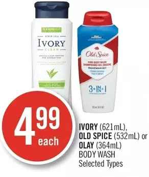 Shoppers Drug Mart Ivory, old spice or olay body wash offer