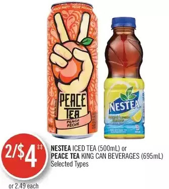 Shoppers Drug Mart Nestea iced tea or peace tea king can beverages offer