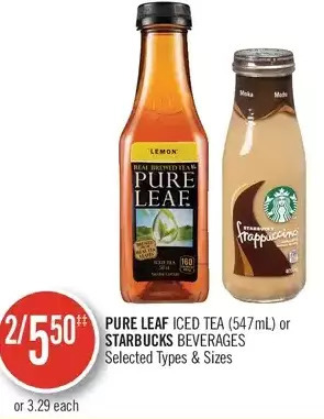 Shoppers Drug Mart Pure leaf iced tea or starbucks beverages offer