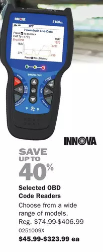 PartSource Innova obd code readers offer