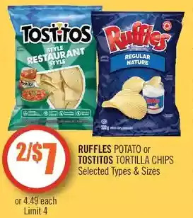 Shoppers Drug Mart Ruffles potato or tostitos tortilla chips offer