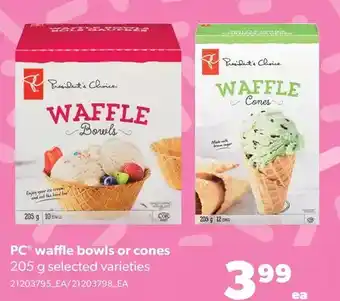 Real Canadian Superstore Pc waffle bowls or cones offer
