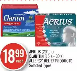 Shoppers Drug Mart Aerius or claritin allergy relief products offer