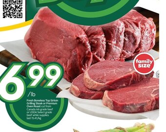 Sobeys Fresh Boneless Top Sirloin Grilling Steak or Premium Oven Roast offer