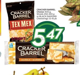 Sobeys CRACKER BARREL Cheese 400 g, Shreds 250-320 g or BLACK DIAMOND Cheestrings 12-16 pk offer