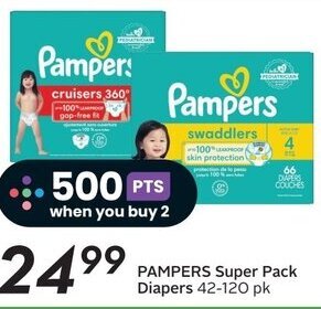 Sobeys PAMPERS Super Pack Diapers 42-120 pk offer