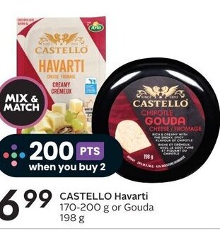 Sobeys CASTELLO Havarti 170-200 g or Gouda 198 g offer