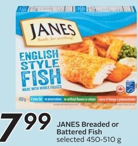 Sobeys JANES Breaded or Battered Fish selected 450-510 g offer