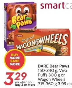 Sobeys DARE Bear Paws 150-240 g, Viva Puffs 300 g or Wagon Wheels 315-360g offer