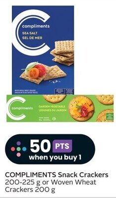 Sobeys COMPLIMENTS Snack Crackers 200-225 g or Woven Wheat Crackers 200 g offer