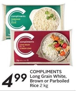 Sobeys COMPLIMENTS Long Grain White, Brown or Parboiled Rice 2 kg offer