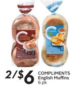 Sobeys COMPLIMENTS English Muffins 6 pk offer