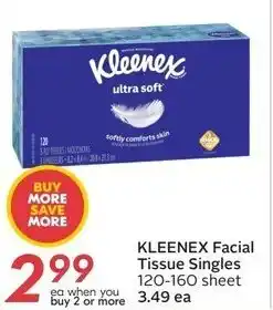 Sobeys KLEENEX Facial Tissue Singles 120-160 sheet offer