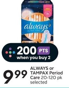 Sobeys ALWAYS or TAMPAX Period Care 20-120 pk selected offer
