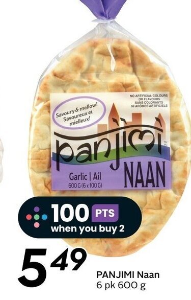 Sobeys PANJIMI Naan 6 pk 600 g offer
