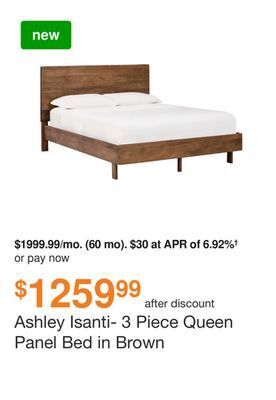 Ashley Furniture Ashley isanti- 3 piece queen panel bed in brown offer