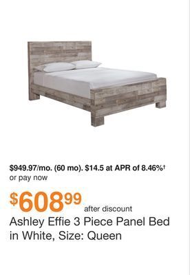 Ashley Furniture Ashley effie 3 piece panel bed in white, size: queen offer