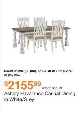 Ashley Furniture Ashley havalance casual dining in white/grey offer