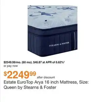 Ashley Furniture Estate eurotop arya 16 inch mattress, size: queen by stearns & foster offer