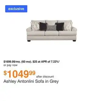 Ashley Furniture Ashley antonlini sofa in grey offer