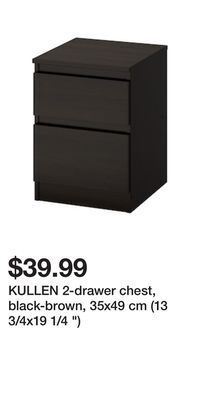IKEA Kullen 2-drawer chest, black-brown, 35x49 cm (13 3/4x19 1/4 ) offer