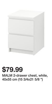 IKEA Malm 2-drawer chest, white, 40x55 cm (15 3/4x21 5/8 ) offer