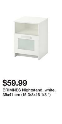 IKEA Brimnes nightstand, white, 39x41 cm (15 3/8x16 1/8 ) offer