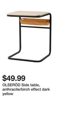 IKEA Olseröd side table, anthracite/birch effect dark yellow offer
