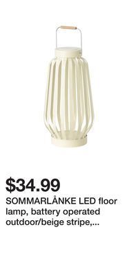 IKEA Sommarlånke led floor lamp, battery operated outdoor/beige stripe, 42 cm (17 ) offer