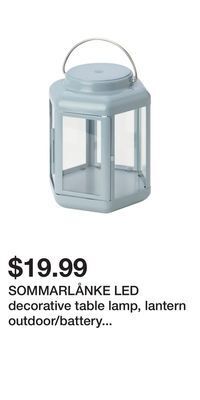 IKEA Sommarlånke led decorative table lamp, lantern outdoor/battery operated light blue, 17 cm (7 ) offer
