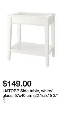 IKEA Liatorp side table, white/glass, 57x40 cm (22 1/2x15 3/4 ) offer